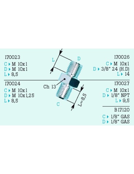 REDUCCION M10X1 - M18 NPT ACERO 170027 | Motoauto