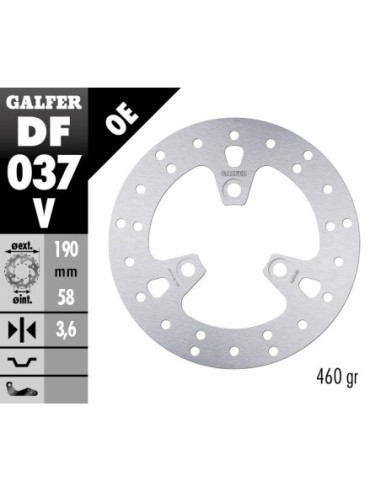 Disco de freno Galfer fijo 190X3.6MM DF037V | Motoauto