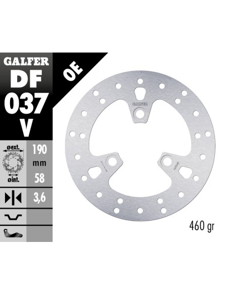 Disco de freno Galfer fijo 190X3.6MM DF037V | Motoauto