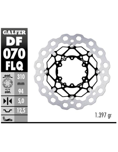 Disco GALFER Flotante Qubic (C. Acero) DF070FLQ | Motoauto