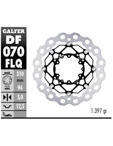 Disco GALFER Flotante Qubic (C. Acero) DF070FLQ | Motoauto