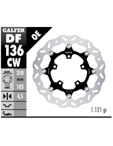 Disco GALFER Wave Flotante Completo (C DF136CW | Motoauto