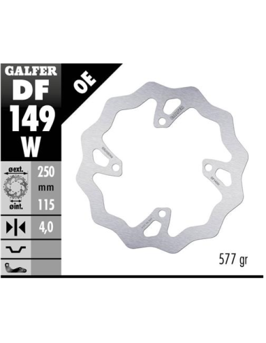 Disco GALFER Wave Fijo 250x4mm DF149W | Motoauto