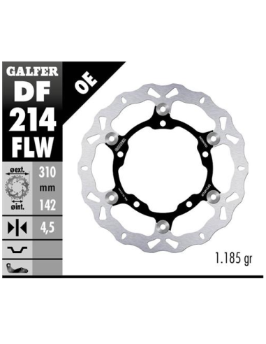 Disco GALFER Wave Flotante (C. Acero) DF214FLW | Motoauto
