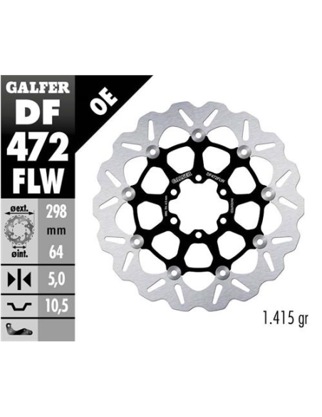 Disco GALFER Wave Flotante (C. Acero) DF472FLW | Motoauto