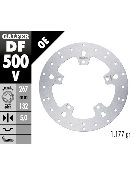Disco de freno Galfer fijo 267X5MM DF500V | Motoauto