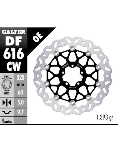 DISC WAVE FLOATING (C.ALU.) 320X5mm DF616CW | Motoauto
