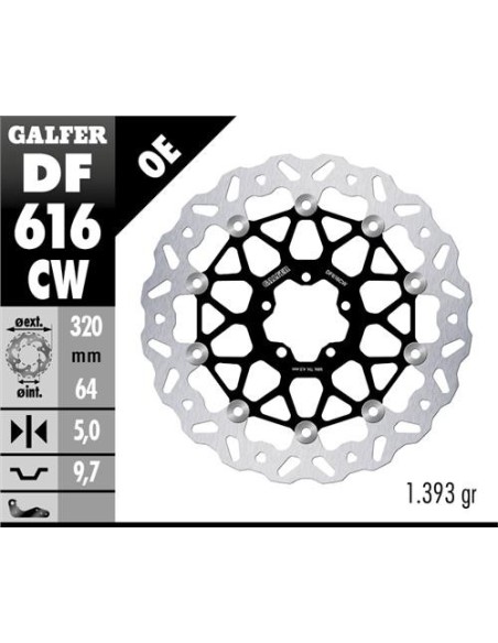 DISC WAVE FLOATING (C.ALU.) 320X5mm DF616CW | Motoauto