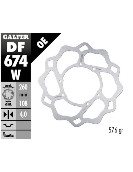 Disco GALFER Wave Fijo 260x4mm DF674W | Motoauto