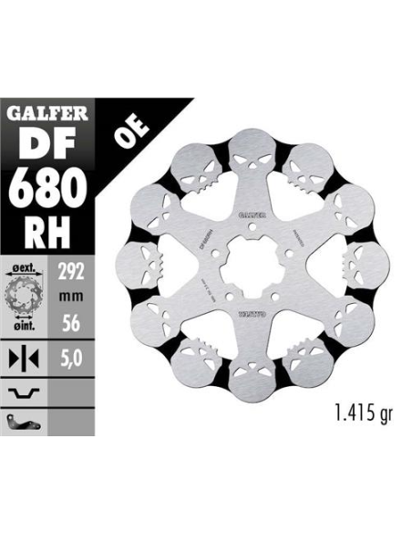 Disco GALFER Wave Skull Design Fixed DF680RH | Motoauto