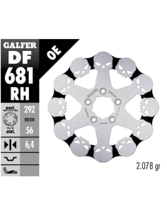 Disco GALFER Wave Skull Design Fixed DF681RH | Motoauto