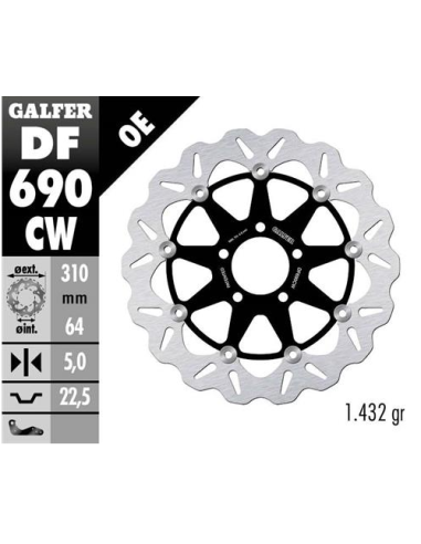 Disco GALFER Wave Flotante Completo (C DF690CW | Motoauto