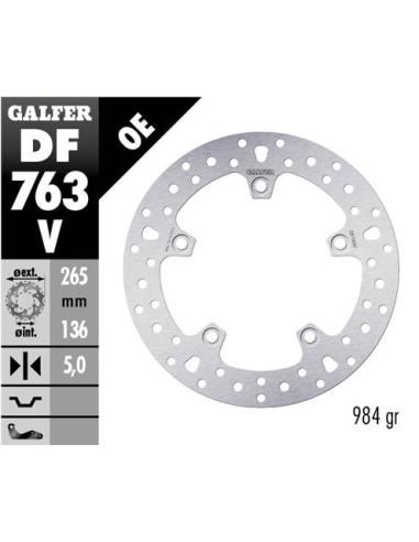 Disco GALFER Round Fixed 265x5mm DF763V | Motoauto