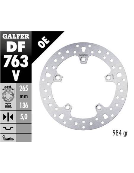 Disco GALFER Round Fixed 265x5mm DF763V | Motoauto