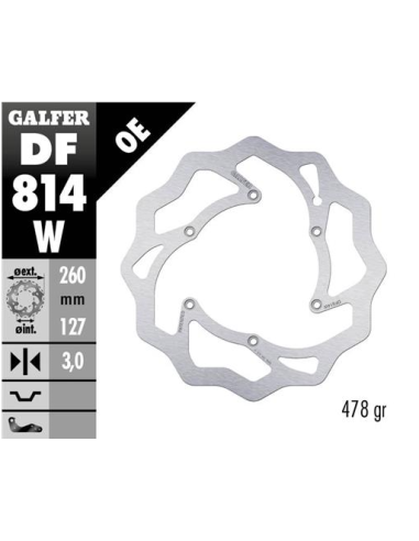 Disco GALFER Wave Fijo 260x3mm DF814W | Motoauto