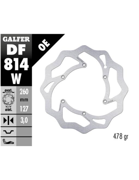 Disco GALFER Wave Fijo 260x3mm DF814W | Motoauto