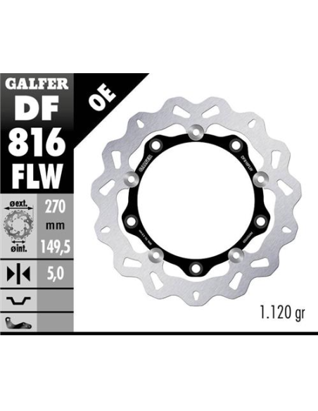 Disco GALFER Wave Flotante (C. Acero) DF816FLW | Motoauto