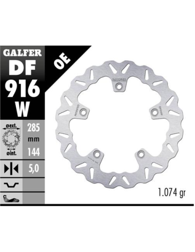 Disco GALFER Wave Fijo 285x5mm DF916W | Motoauto