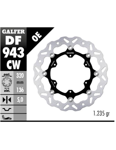 Disco GALFER Wave Flotante (C. Alu.) DF943CW | Motoauto