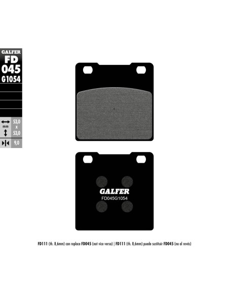 Pastillas GALFER FD045G1054 Semi Metal FD045G1054 | Motoauto