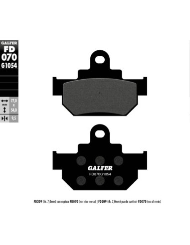 Pastillas GALFER FD070G1054 Semi Metal FD070G1054 | Motoauto