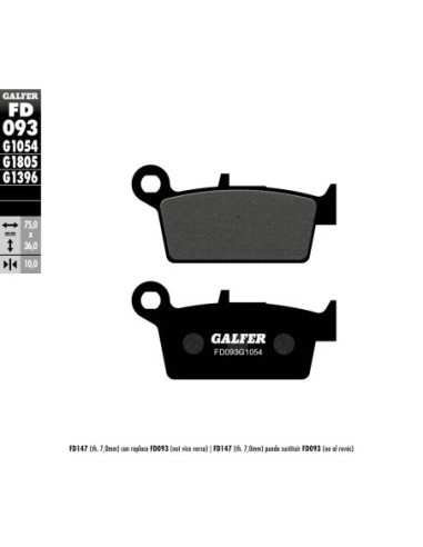 Pastillas GALFER FD093G1054 Semi Metal FD093G1054 | Motoauto