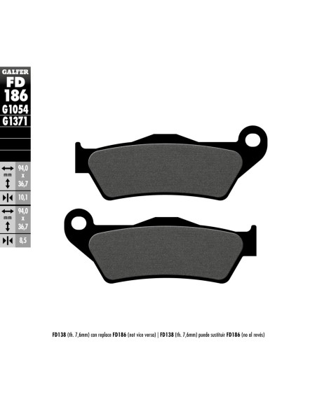 Pastillas GALFER FD186G1054 Semi Metal FD186G1054 | Motoauto