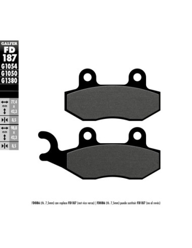 Pastillas GALFER FD187G1054 Semi Metal FD187G1054 | Motoauto