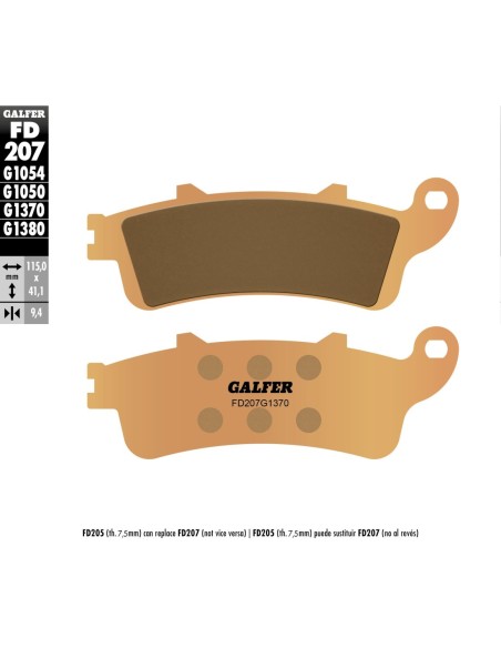 Pastillas GALFER FD207G1370 Sinter FD207G1370 | Motoauto