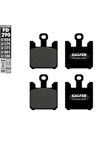 Pastillas GALFER FD290G1054 Semi Metal FD290G1054 | Motoauto