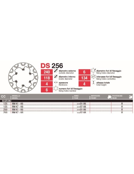 Discos De Freno Tras Suzuki Rm 125-250 DS256 | Motoauto