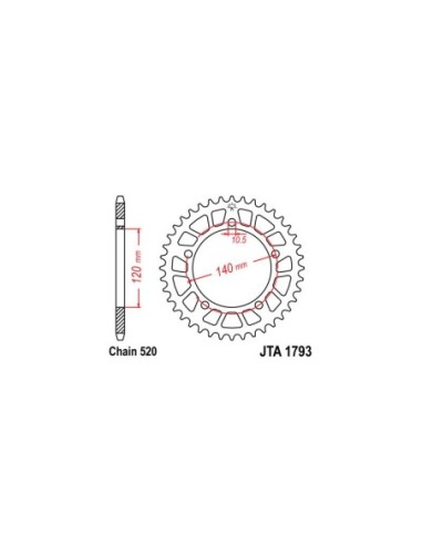 Corona de aluminio JT Sprockets 179344AL | Motoauto