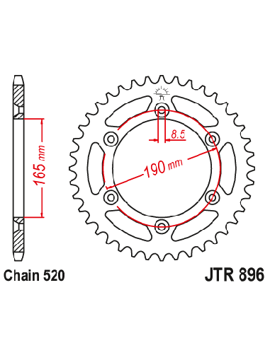 Corona JT Sprockets aluminio 89648AL | Motoauto